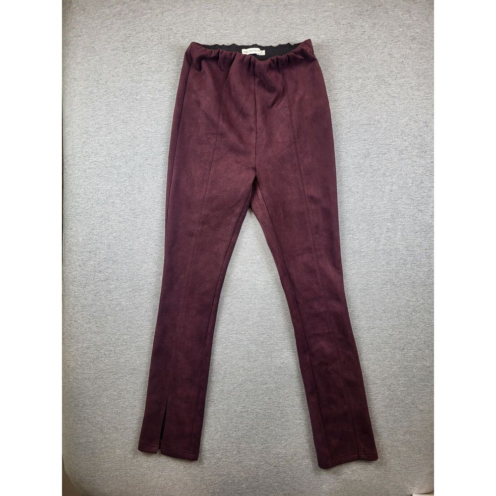 Avec Les Filles Leggings Faux Suede Maroon Pants XS Slit Ankle Anthropology - Picture 2 of 10